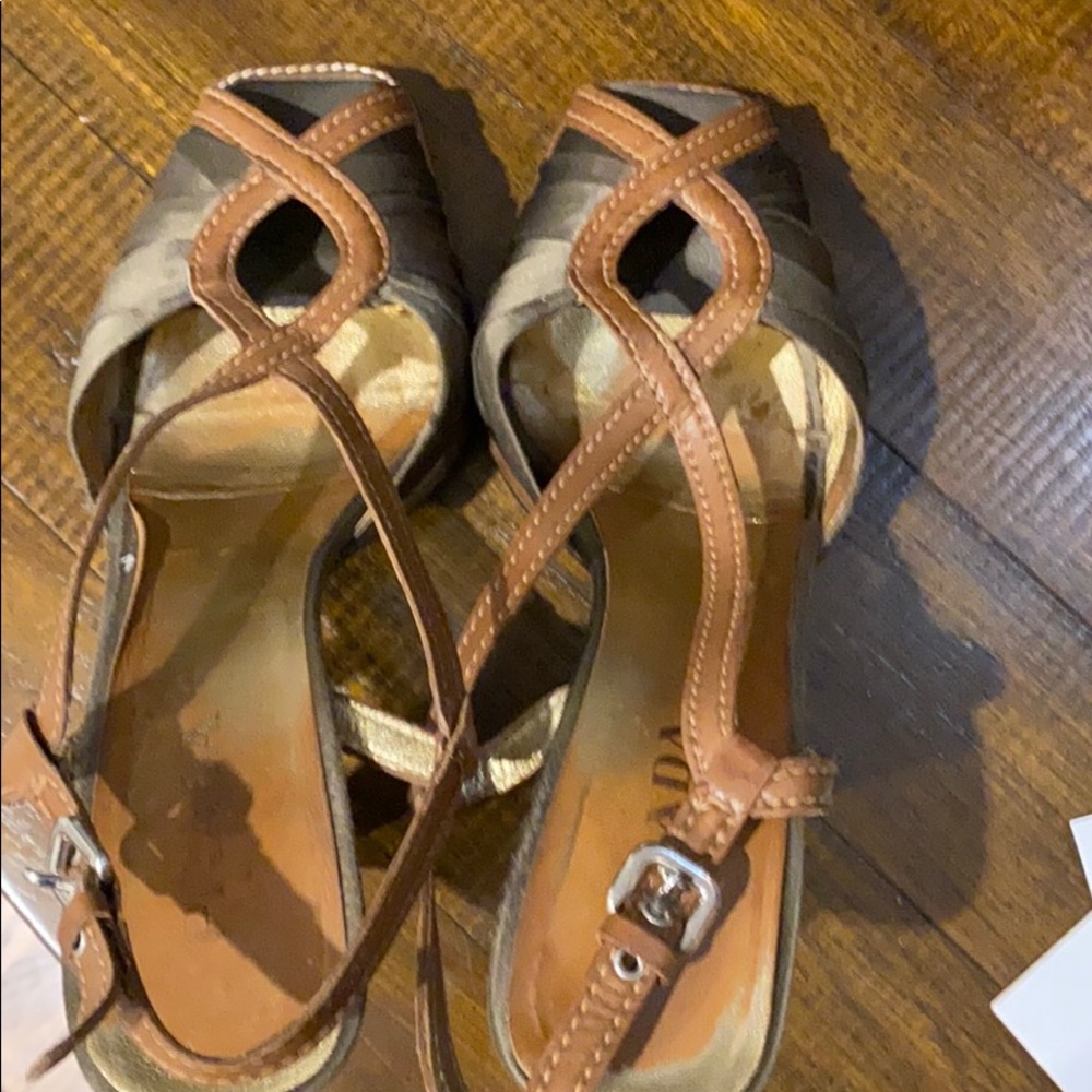 Prada Brown and Black Strappy Heels - Picture 5 of 5